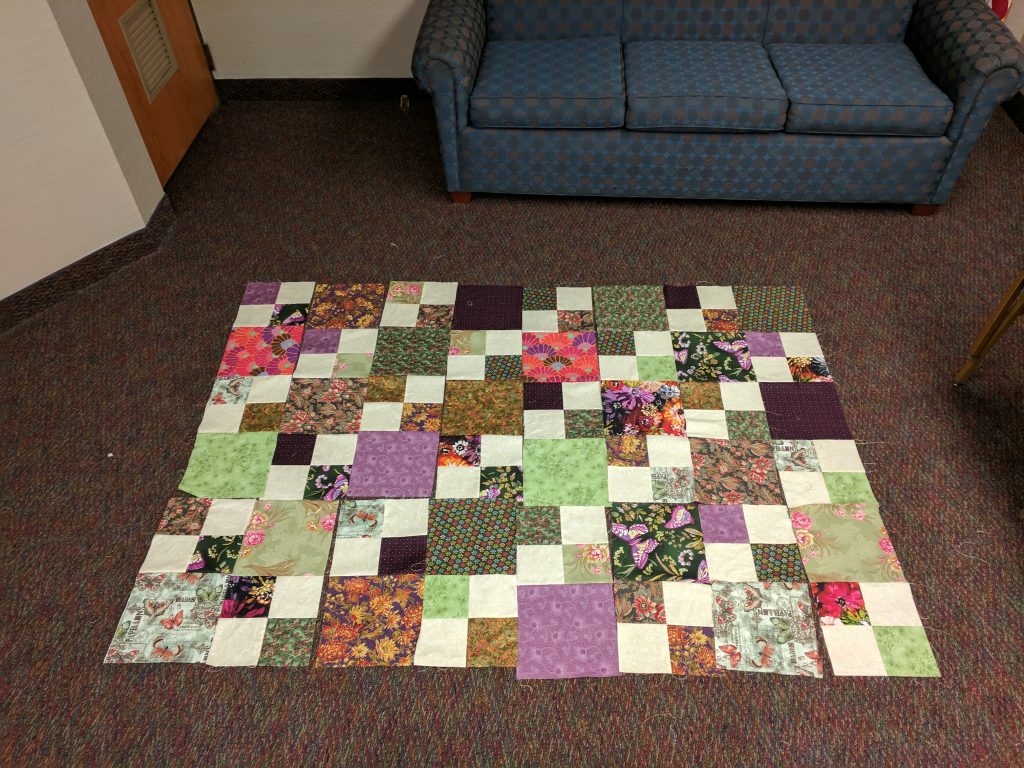 Quilt blocks in rows.
